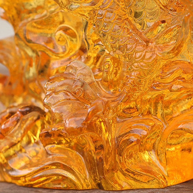 Handmade Chinese Zodiac Yellow Dragon Liuli Crystal Art Piece Luck Protection Home Office Decoration - Image 7