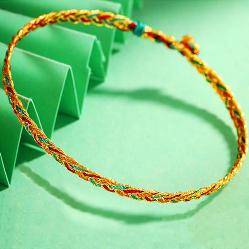 Handmade Multicolored Dragon Scale Pattern Braid String Bracelet - Image 5