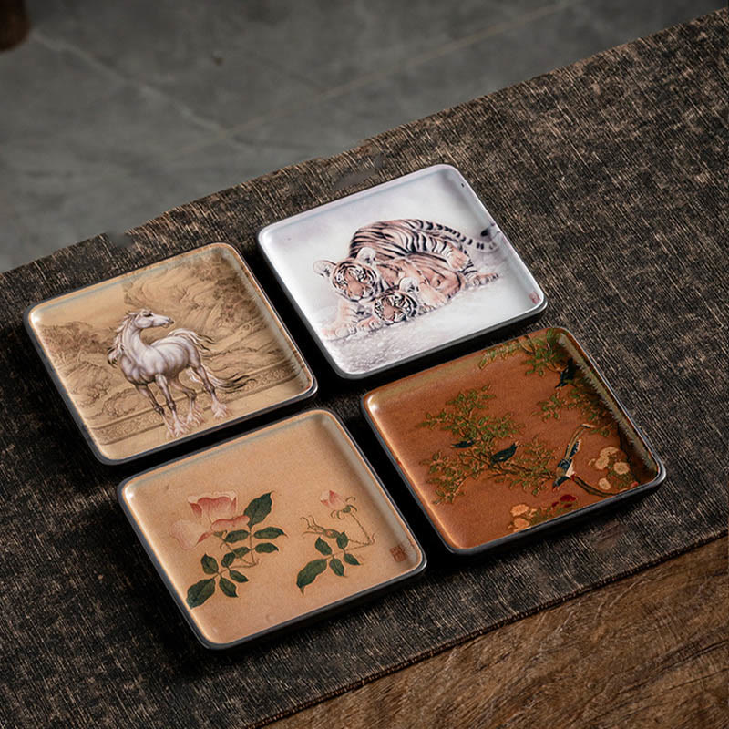 Mountain Lake Flower Leaf Healing Ceramic Plate Tray Stick Incense Burner Decoration - Image 22