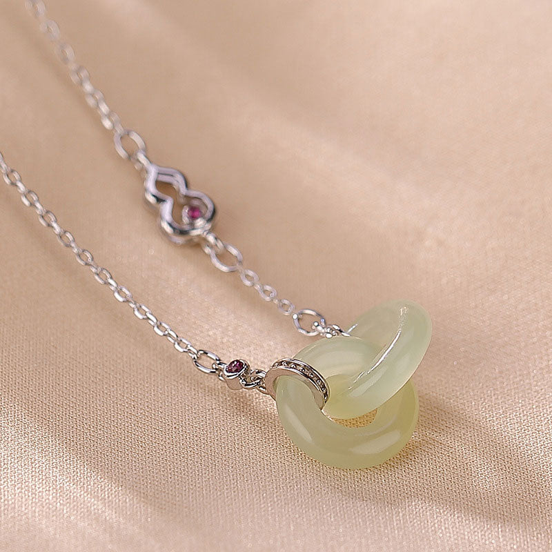 925 Sterling Silver Round Jade Luck Prosperity Necklace Chain Pendant - Image 10