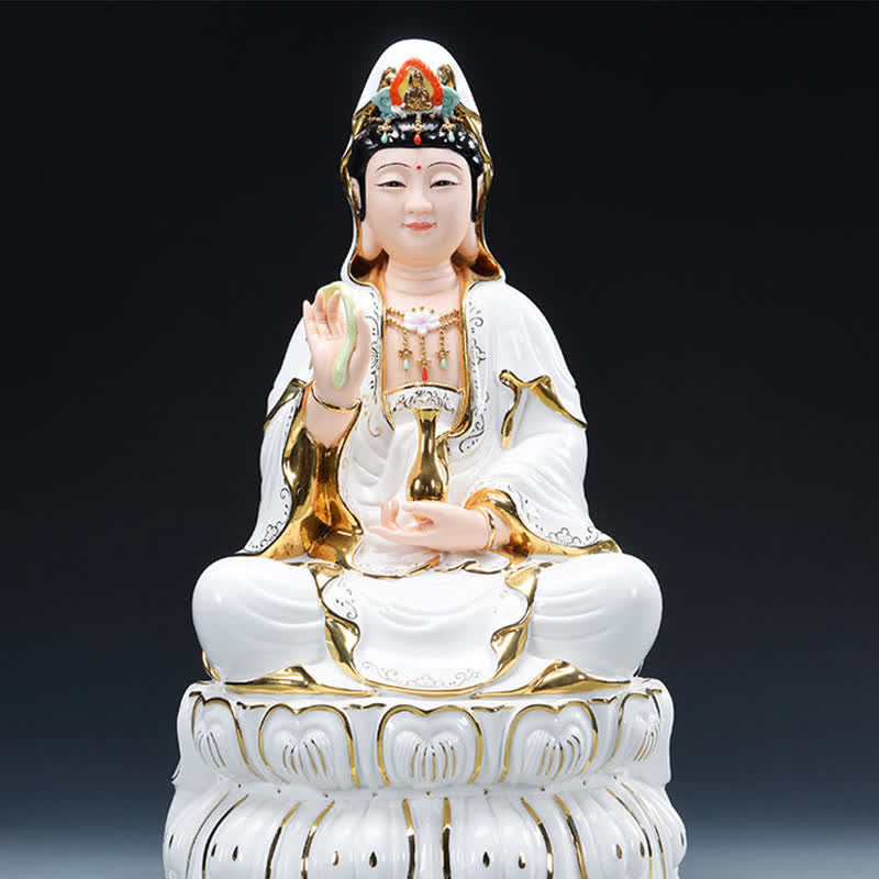 Chenrezig Bodhisattva Avalokitesvara Success Ceramic Statue Home Decoration - Image 4