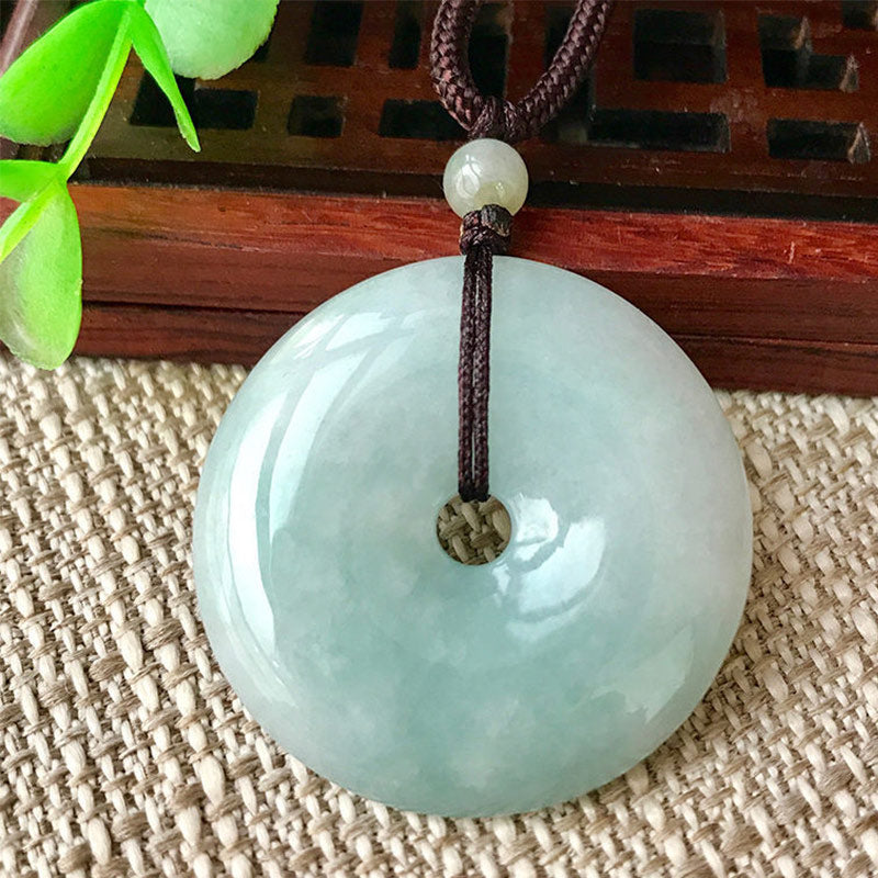 Round Jade String Luck Necklace Pendant - Image 3