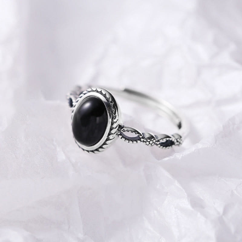 925 Sterling Silver Black Onyx Fortune Ring - Image 4