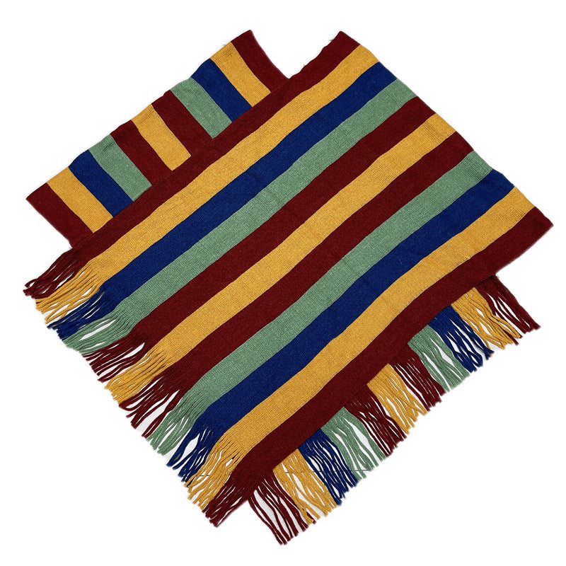 Tibetan Colorful Striped Design Shawl Tassels Pullover Winter Cozy Travel Scarf Wrap - Image 22