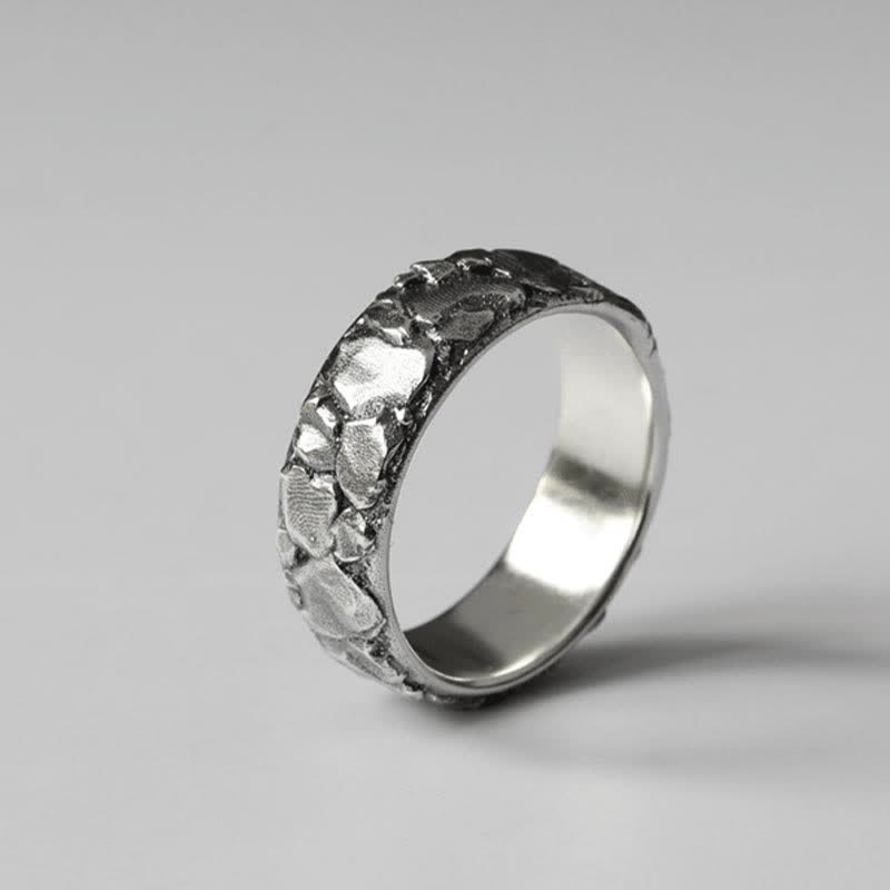 Rock Pattern Luck Blessing Copper Ring - Image 6