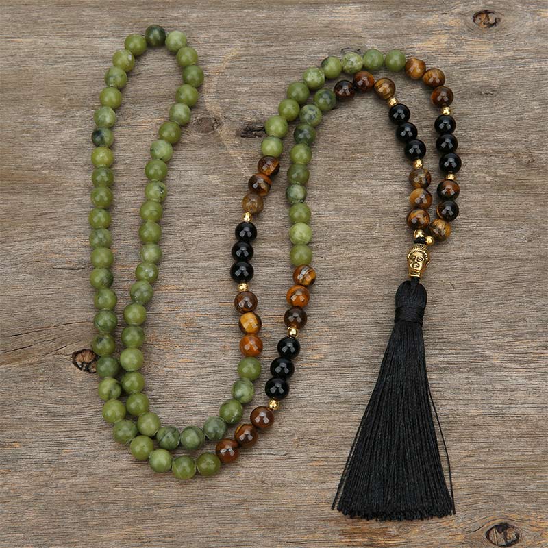 Tibetan Green Jasper Protection Mala Bracelet