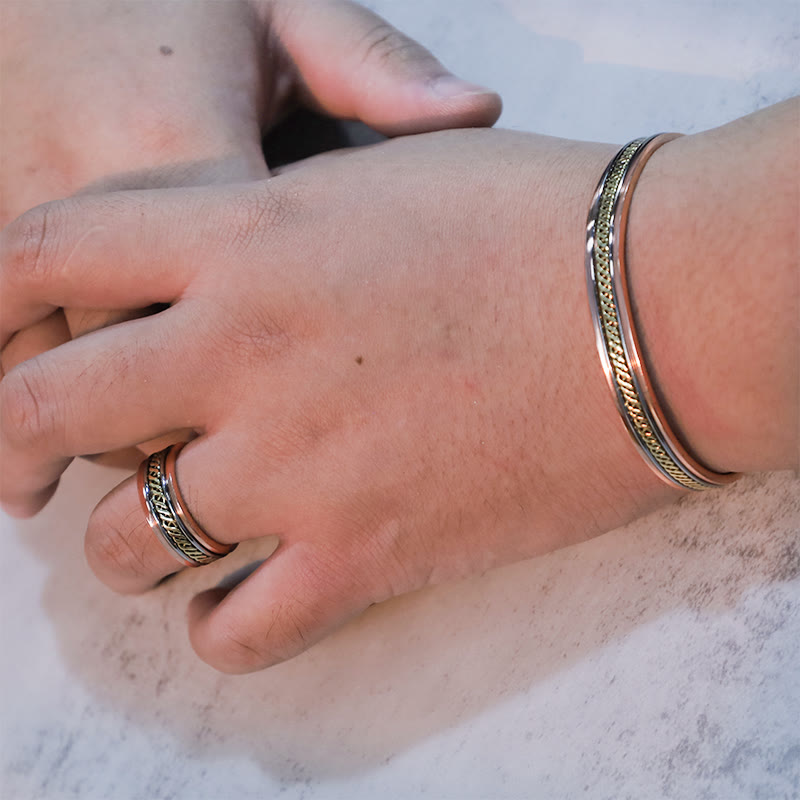 Magnetic Copper Balance Adjustable Cuff Bracelet Bangle Ring - Image 7