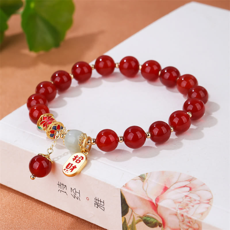 Natural Red Agate Jade Confidence Fortune Blessing Charm Bracelet - Image 5