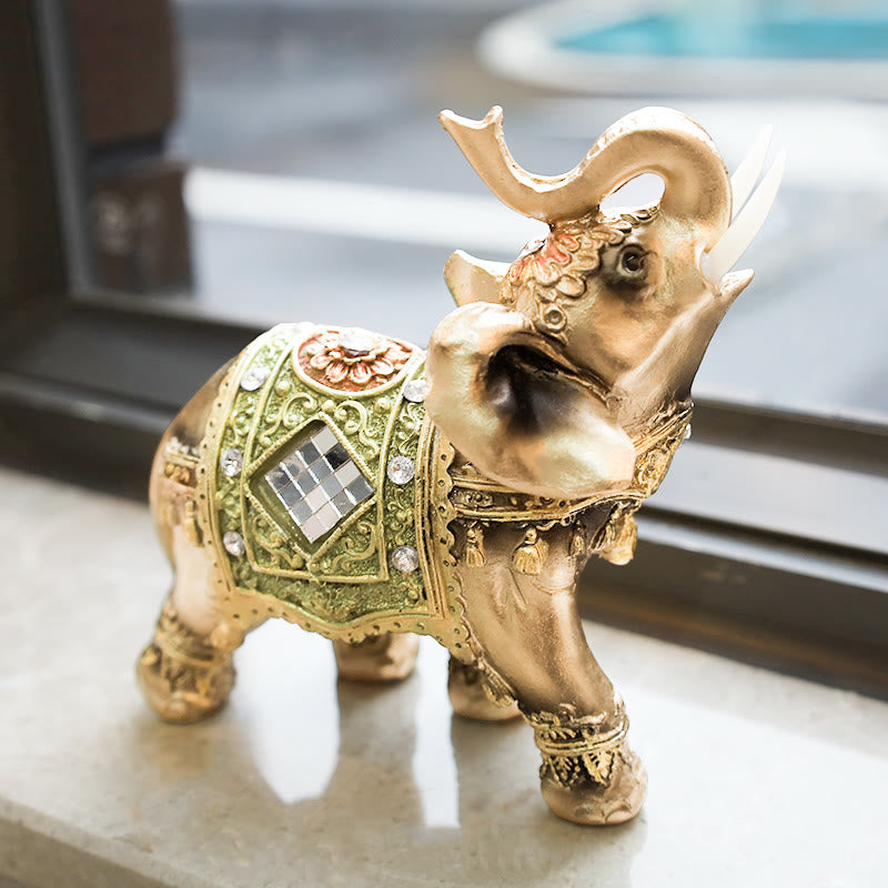 Lucky Feng Shui Green Elephant Statue Sculpture Wealth Figurine Gift Home Decoration - Image 8