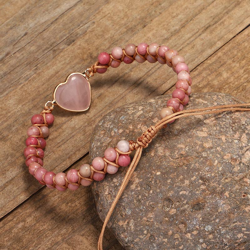 Natural Rhodonite Love Heart Healing Bracelet - Image 5