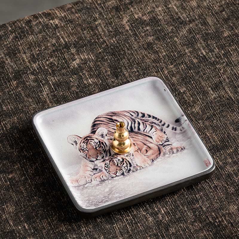 Mountain Lake Flower Leaf Healing Ceramic Plate Tray Stick Incense Burner Decoration - Image 23