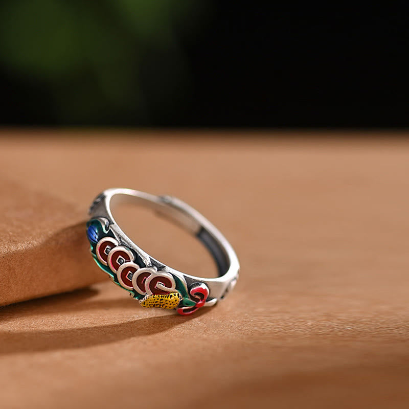 Feng Shui Five Emperor Coins Wealth Ring