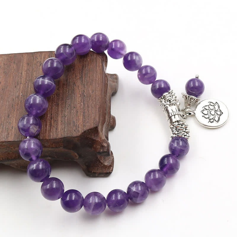 Amethyst Crystal Lotus Healing Balance Bracelet - Image 4