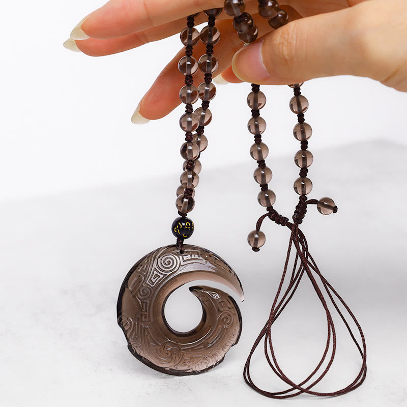 Natural Black Obsidian Ice Obsidian Strength Necklace Pendant - Image 8