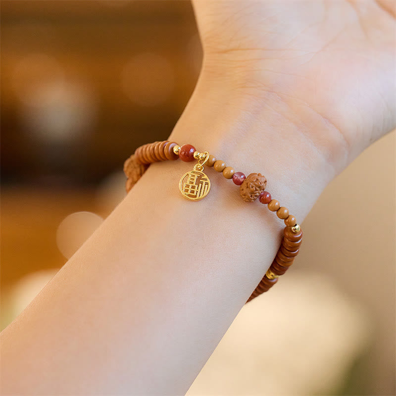 Tibetan Bodhi Seed Black Onyx Smoky Quartz Om Mani Padme Hum Fu Character Wealth Bracelet - Image 4