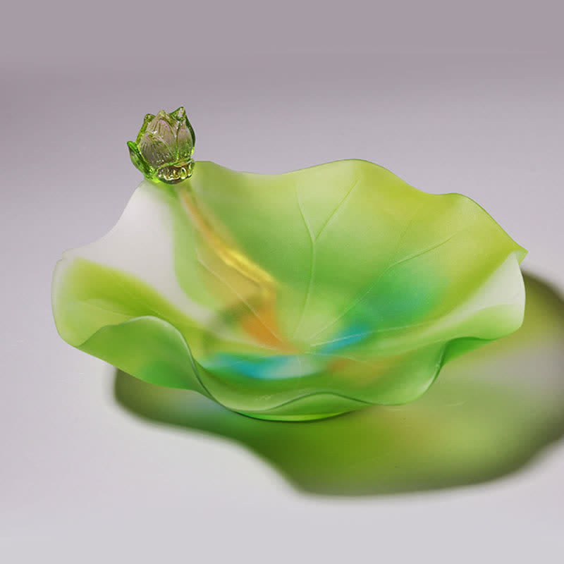 Feng Shui Lotus Handmade Liuli Crystal Art Piece Home Office Offering Decoration - Image 7