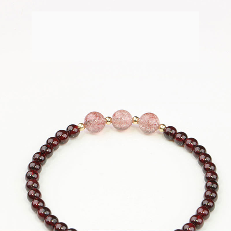 Natural Garnet Strawberry Quartz Calm Bracelet - Image 11