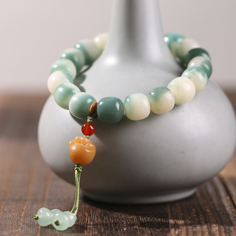 Gradient Bodhi Seed Nine Tailed Fox Cat Paw Claw Pine Cone Peace Bracelet - Image 13