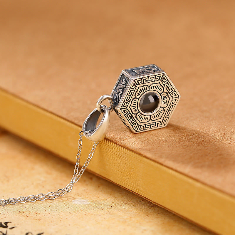 990 Sterling Silver Tibetan Om Mani Padme Hum Lotus Love Projection Necklace Pendant - Image 3