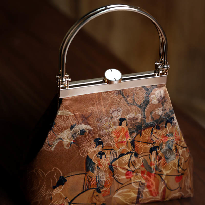 Painting of Lady of Guoguo on a Spring Outing Metal Handle Handbag - Image 9