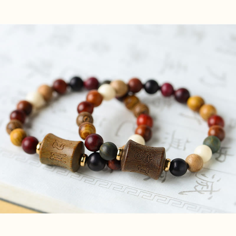 Tibet Multicolored Sandalwood Om Mani Padme Hum Protection Bracelet - Image 12
