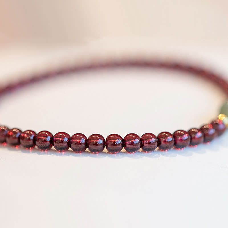 Natural Strawberry Quartz Garnet Jade Lucky Fortune Fu Character Healing Charm Bracelet - Image 14