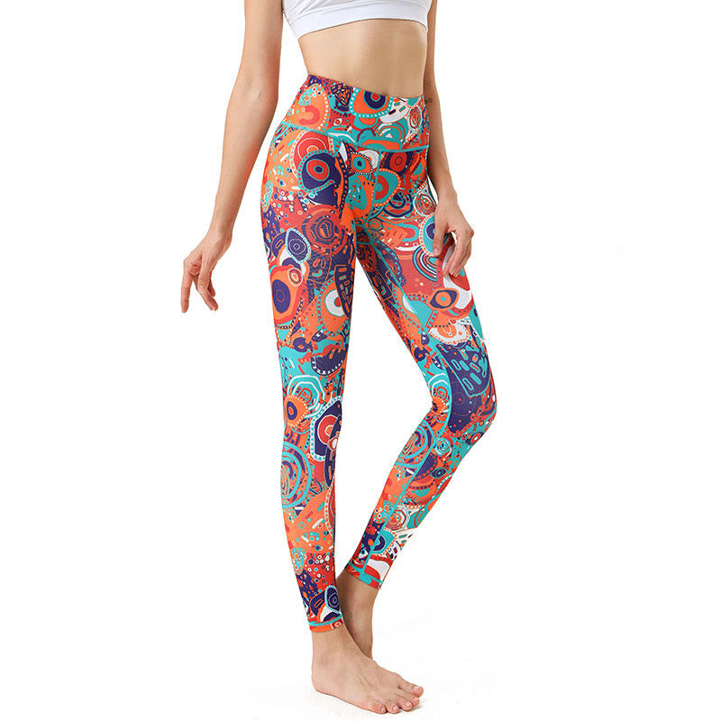 Colorful Evil Eye Print Sports Exercise Fitness Leggings Women's Yoga Pants