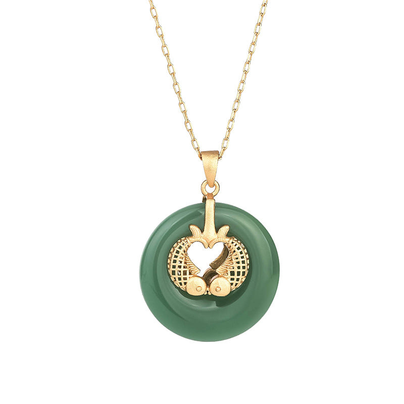 Cyan Jade Koi Fish Luck Necklace Pendant - Image 5