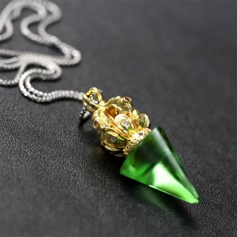 Tibetan Dorje Vajra 4 Prong Lotus Liuli Crystal Strength Necklace Pendant - Image 10