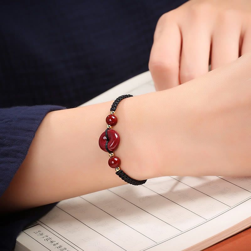 Natural Cinnabar Peace Buckle Blessing String Bracelet - Image 11