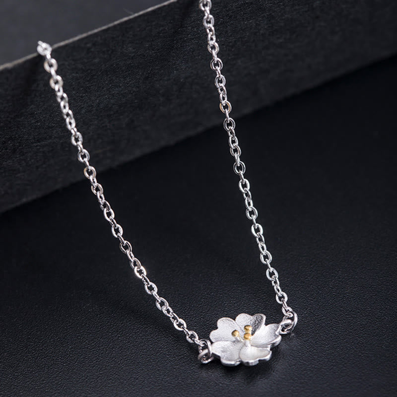 925 Sterling Silver Cherry Blossom Blessing Chain Bracelet - Image 4