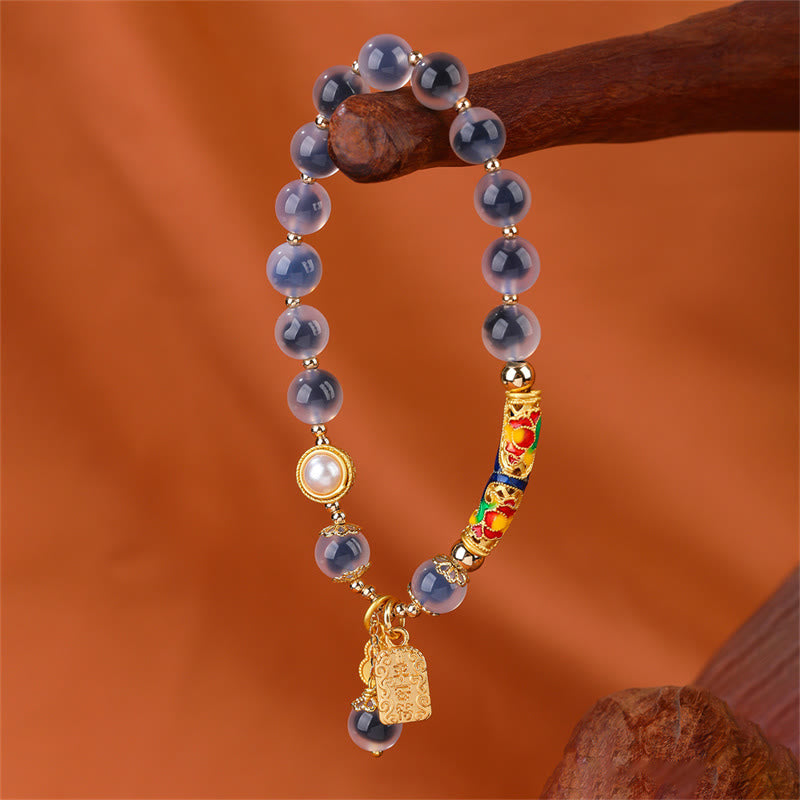 Natural Blue Candy Agate Amulet Strength Bracelet