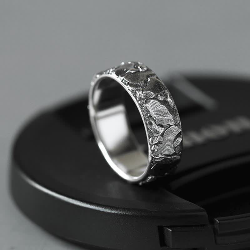 Rock Pattern Luck Blessing Copper Ring - Image 10