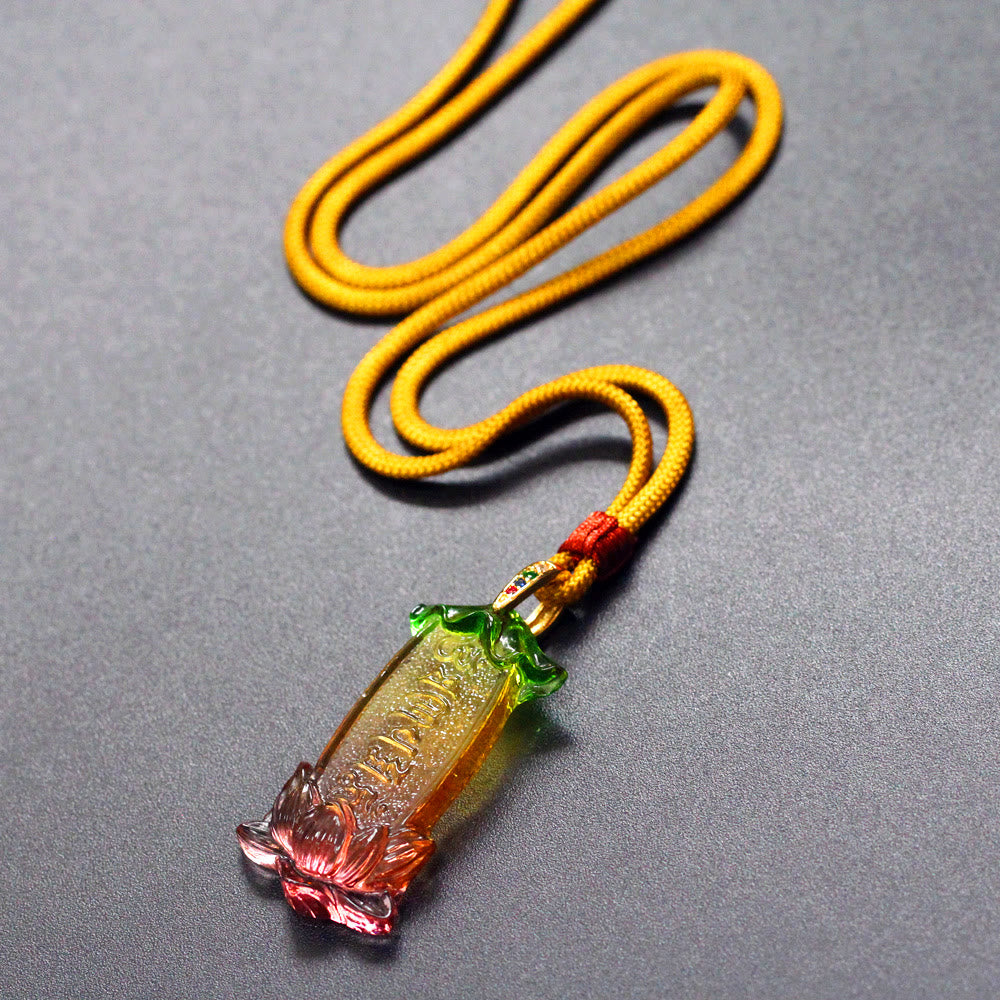 Buddha Liuli Lotus Six Character Om Mani Padme Hum Peace Necklace - Image 4