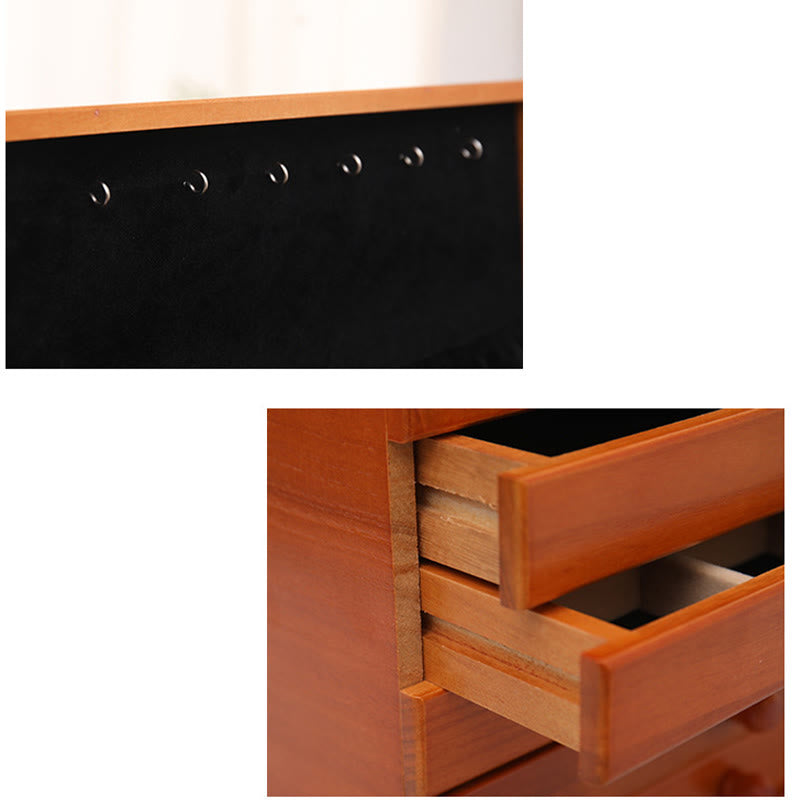 Large Capacity Vintage Flowers Carved Wooden Jewelry Box Six-Layer Jewelry Storage Box - Image 13