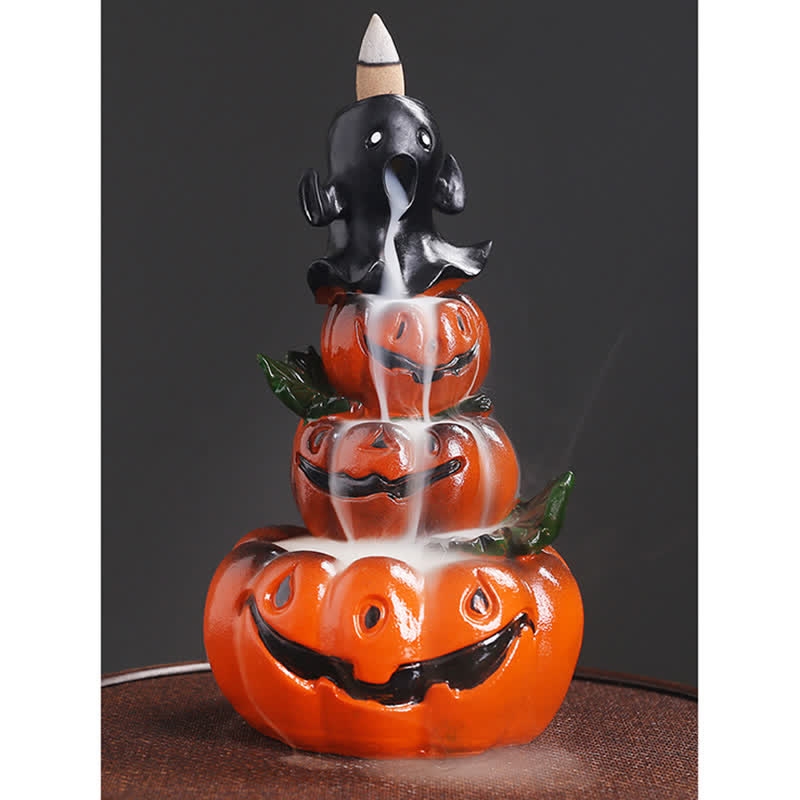 Halloween Pumpkins Ghost Resin Backflow Smoke Fountain Incense Burner Decoration - Image 8