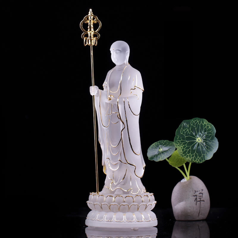 Handmade Ksitigarbha Bodhisattva Figurine Liuli Crystal Art Piece Serenity Statue Home Decoration - Image 14
