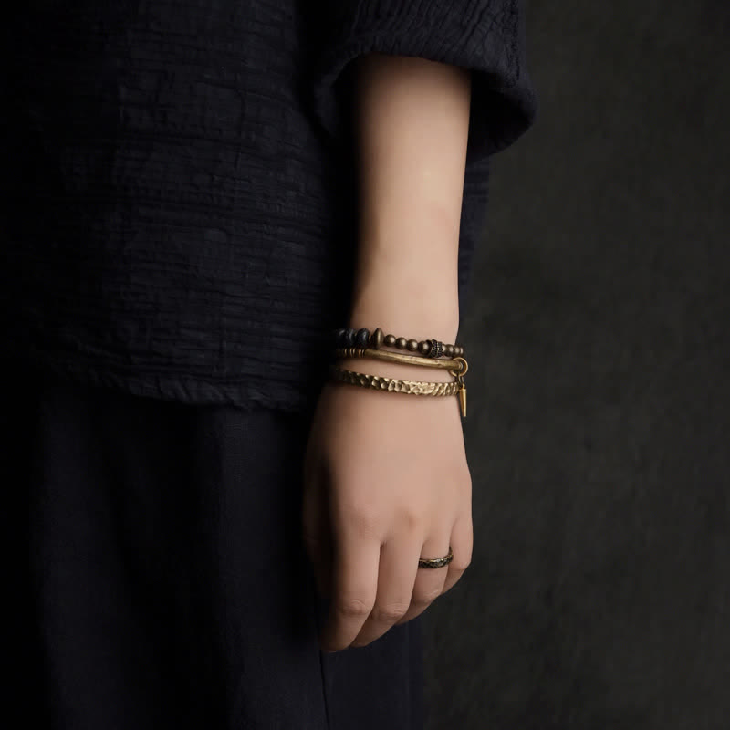 Lava Rock Stone Copper Balance Cuff Bracelet Bangle - Image 4