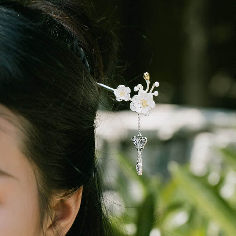 Plum Blossom Butterfly Love Freedom Tassel Hairpin - Image 4