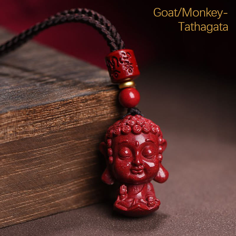 Chinese Zodiac Natal Buddha Natural Cinnabar Amulet Keep Away Evil Spirits Necklace Pendant - Image 18