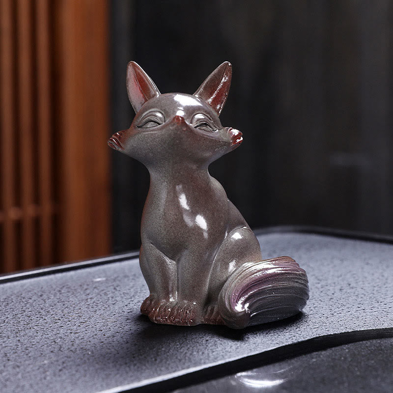 Color Changing Small Cute Fox Tea Pet Resin Home Figurine Decoration - Image 6
