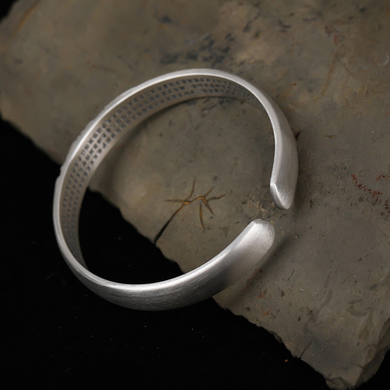 999 Sterling Silver Buddha Head Heart Sutra Serenity Bracelet Bangle - Image 10