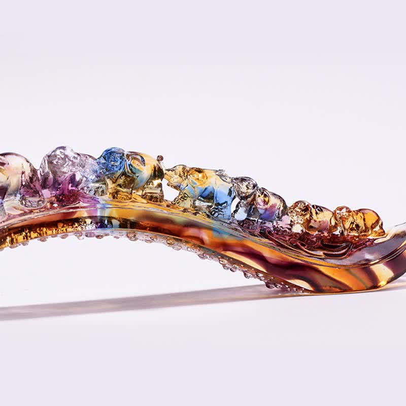 Handmade Liuli Crystal Ruyi Elephant Art Piece Home Decoration With Crystal Base - Image 11