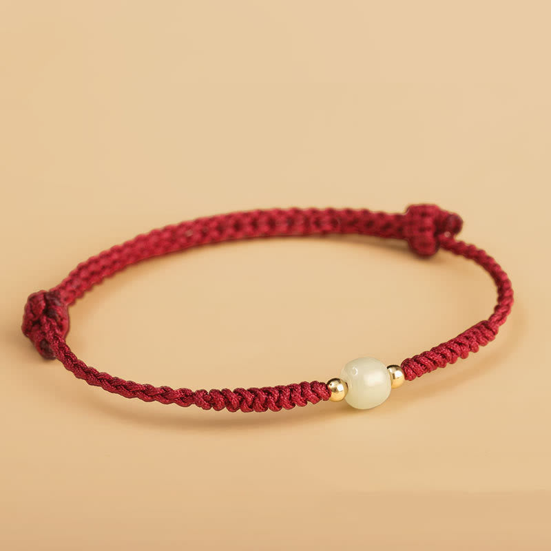 Handcrafted Jade Lucky Bead Abundance Braided Bracelet - Image 3