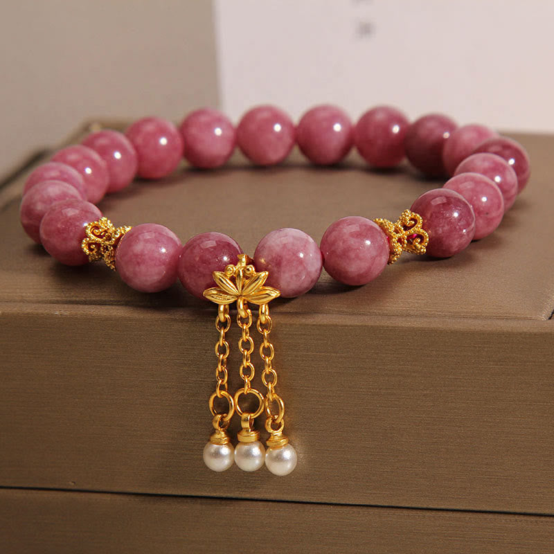 Pink Tourmaline Lotus Flower Positive Bracelet - Image 6