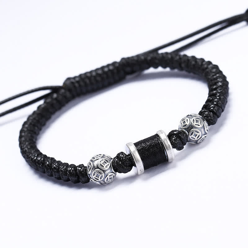 999 Sterling Silver Copper Coin Bead Copper Balance Braided String Bracelet - Image 10