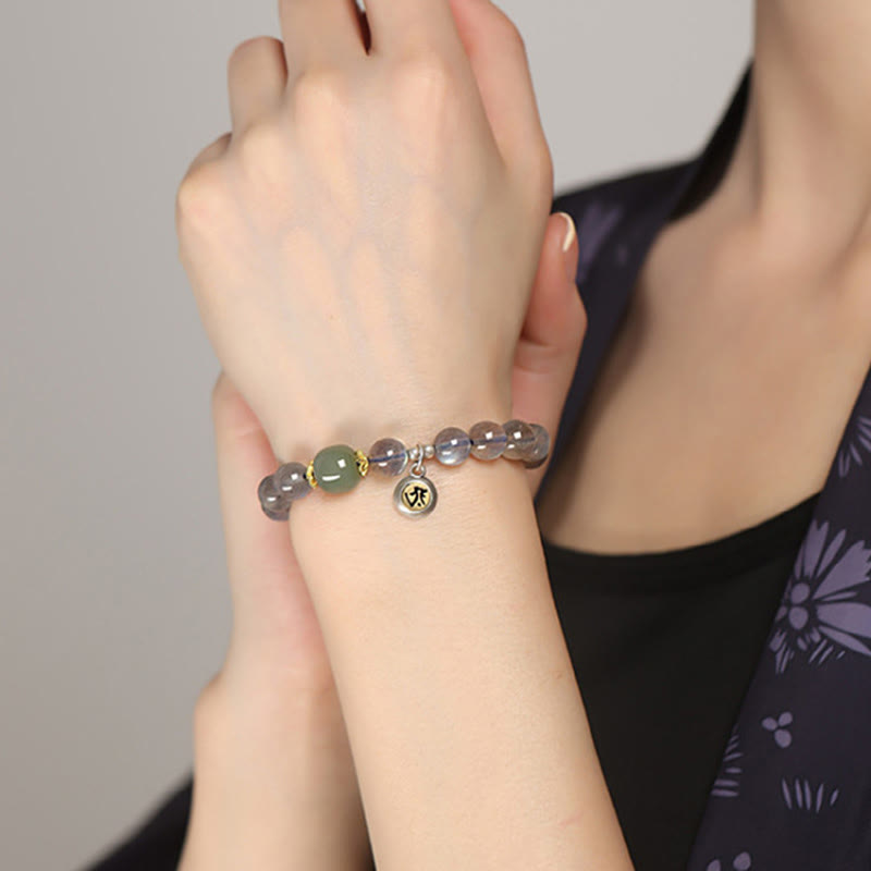 Chinese Zodiac Natal Buddha 925 Sterling Silver Natural Moonstone Hetian Jade Positive Bracelet - Image 7
