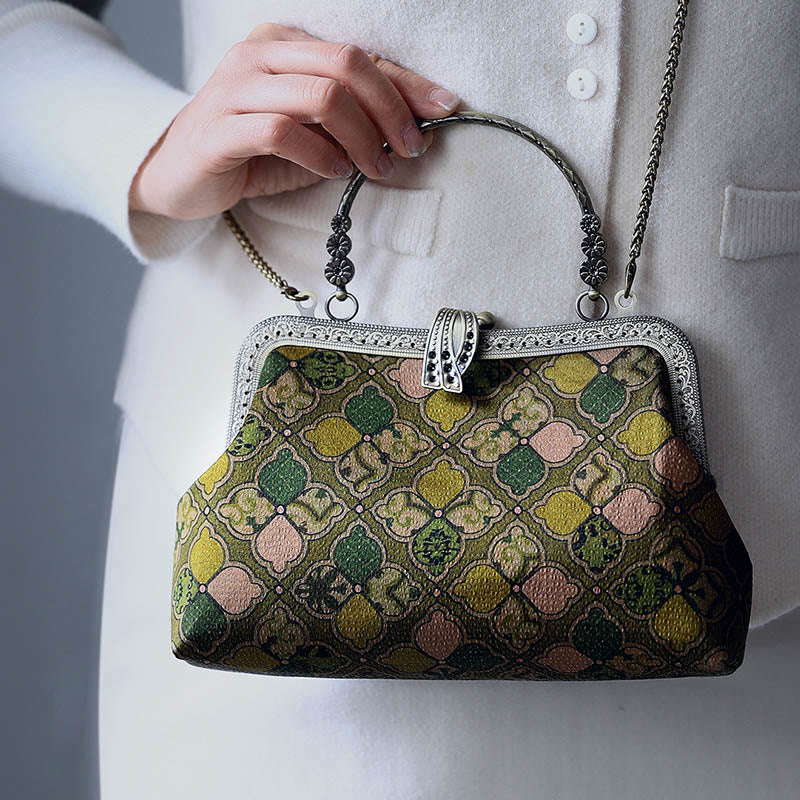 Green Leaves Handbag Metal Chain Crossbody Bag Shoulder Bag Cellphone Bag - Image 7