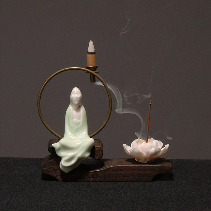 Ceramic Lotus Healing Meditation Incense Burner Decoration - Image 16