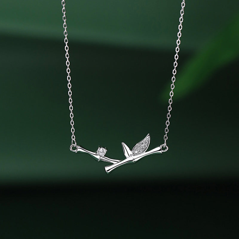 Bamboo Leaf Design Copper Zircon Wealth Necklace Pendant - Image 12